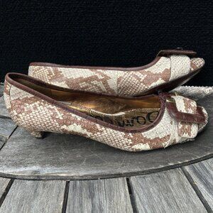 SAM EDELMAN KITTEN HEELED SNAKE PRINT LEATHER 7.5